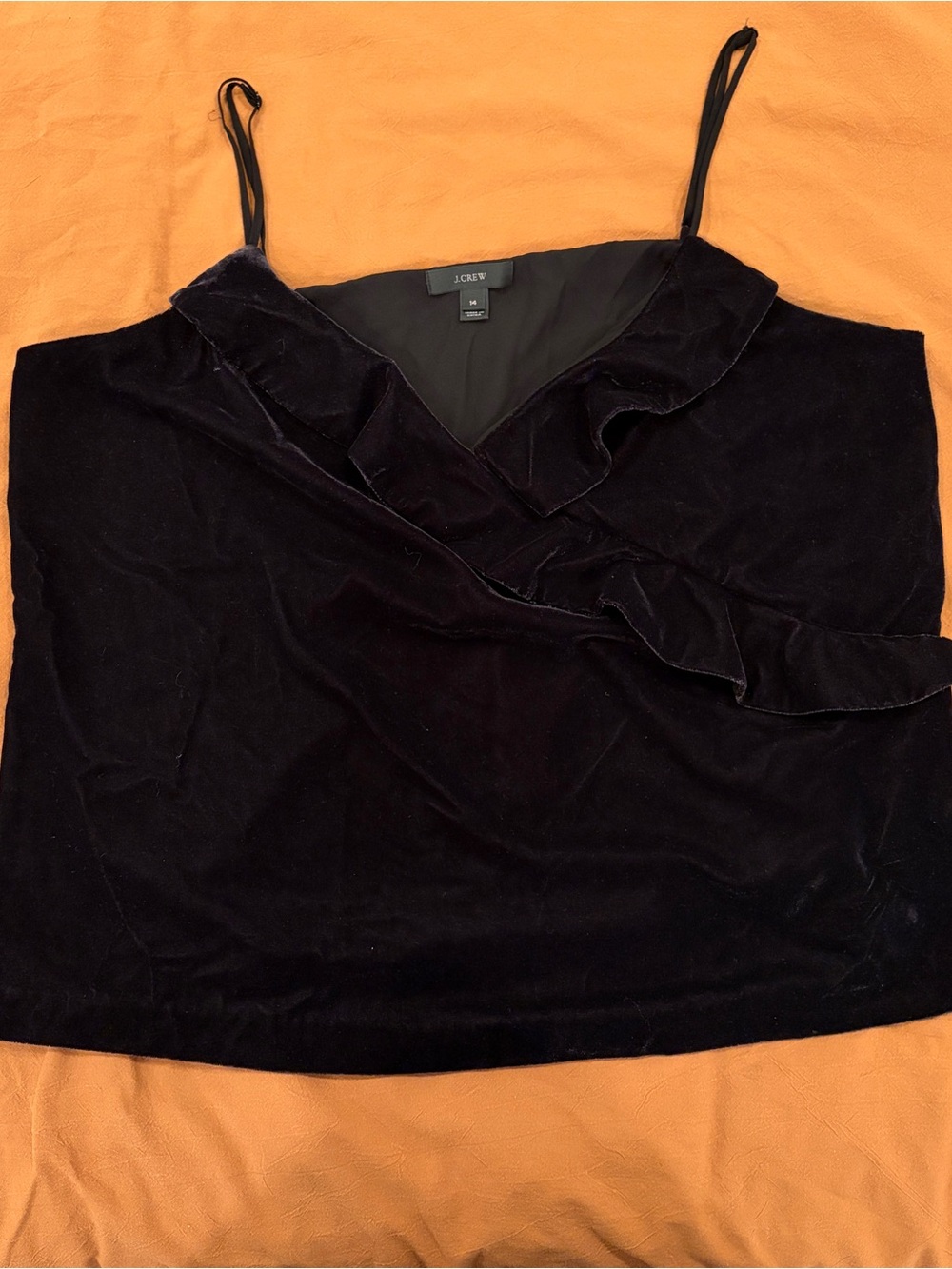J. Crew Black Velvet Ruffle Cami
